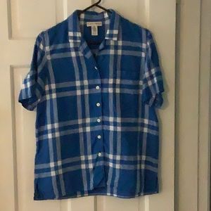Evan Piccone Blue and White Plaid Blouse